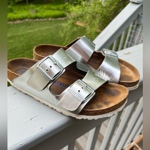 Birkenstock Arizona Sandals Metallic silver
